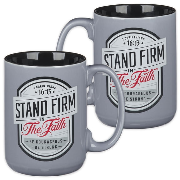 Christian Art Gifts Large Coffee & Tea Inspirational Scripture Mug for Men: Stand Firm - Encouraging Bible Verse Dri, (Hardcover)