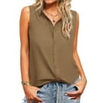 thumbnail image 2 of MESSUEN Sleeveless Tops Loose Tank Tops V-neck Raglan Women's Sleeveless Button Down Shirts Casual Work Blouses Solid Loose V Neck Tank Tops Basic Crop Top Women Shirt Coffee S, 2 of 8