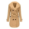 thumbnail image 4 of Puntoco Women Coat Clearance,Womens Winter Lapel Wool Coat Trench Jacket Long Sleeve Overcoat Outwear Khaki Xxxxxl(Xxxxxl), 4 of 5