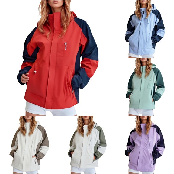 Unir Waterproof Hiking Soft Shell Jacket for Women, Hooded Windproof, Lightweight Outdoor Travel Coat, 1 Piece, L-XXXXL, Plus Size Friendly