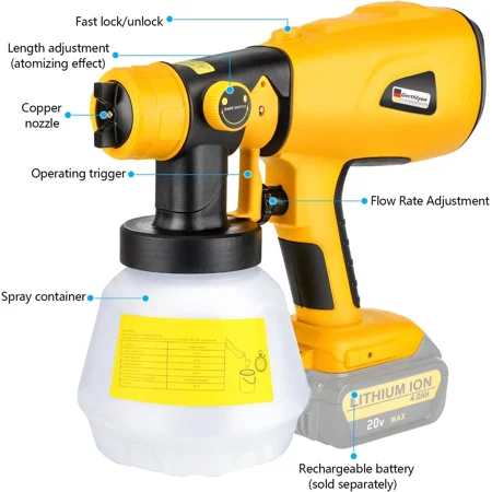 High Pressure Cordless Electric Spray Gun for Dewalt Airless Paint Auto Airbrush