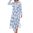 thumbnail image 2 of 2024 Daisies Flowers Casual Dress White Floral Print Street Fashion Dresses Long Sleeve Modern Woman V Neck Oversize Chiffon Dress, 2 of 7