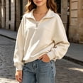 thumbnail image 3 of Afuyipoi Girls Half Zip Collar Sweatshirt Long Sleeve Loose Drop Shoulder Casual Pullover Top Size 5-16 Years Beige Size 11, 3 of 6