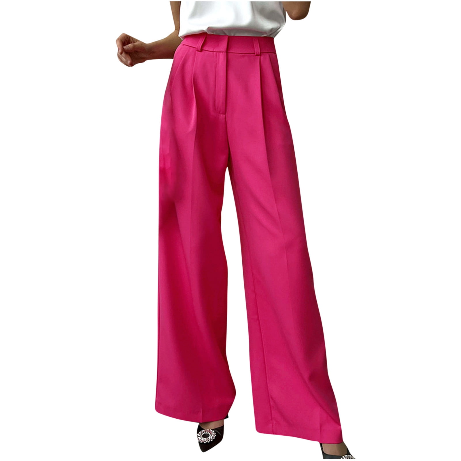 EZwear Women's Solid Color Straight Leg Casual Pants