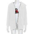 thumbnail image 3 of Women Hooded Cardigan Fuzzy Jacket Winter Open Front Fleece Coat Outwear with Pockets White XL, 3 of 7