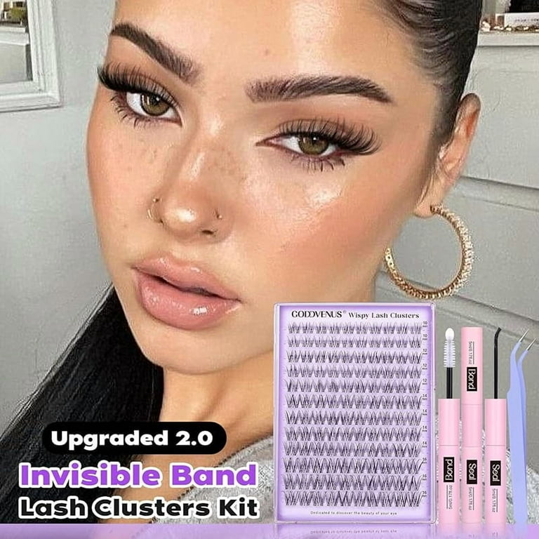 Lash Clusters Kit Wispy Eyelash Clusters Lashes Natural DIY Lash Extension Kit 10-16mm Cluster Eyelash Extensions Kit 300pcs C Curl Individual Lashes Cluster Eyelash (No Tweezers)