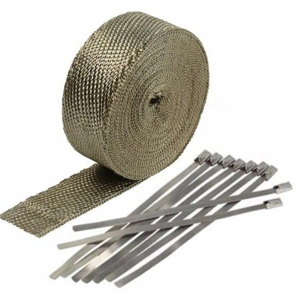 2" 50Ft Titanium Header Exhaust Heat Wrap +8 Ties Kit High Heat