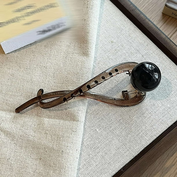 Pinza para el pelo marrón perla, elegante y plegable para mujer, horquilla francesa con estilo para recogidos