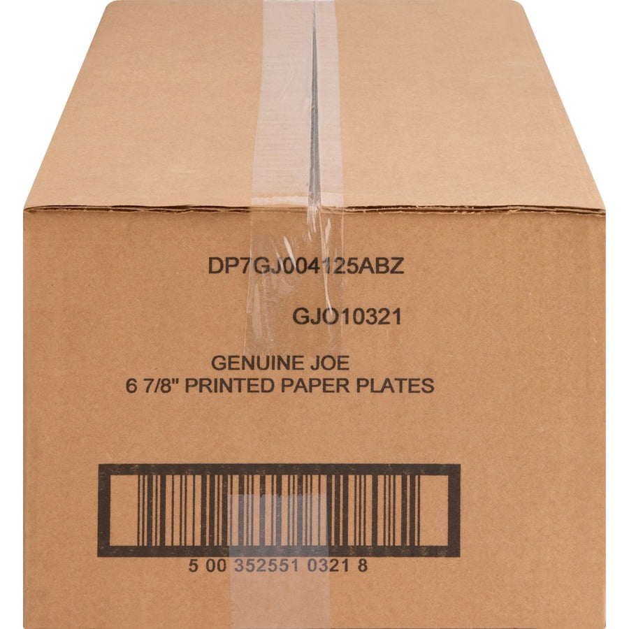 Genuine Joe Printed Paper Plates - 125 / Pack - Disposable - Assorted - 500 / Carton