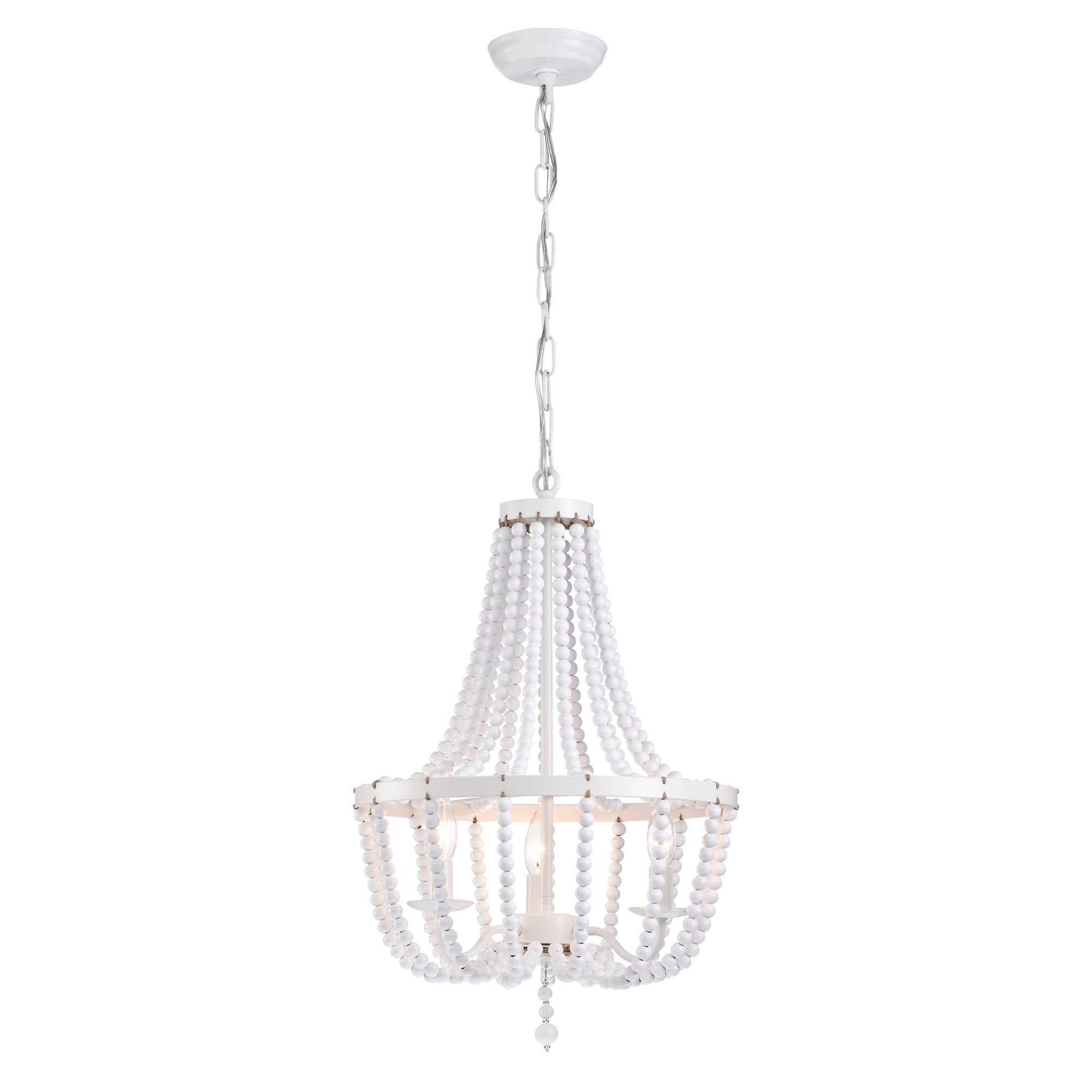 Demi 16 in. 4-Light Indoor Gloss White Finish Chandelier with Light Kit