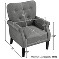 thumbnail image 6 of Yaheetech 2pcs Modern Upholstered Accent Chair with Wooden Leg for Living Room, Dark Gray, 6 of 9