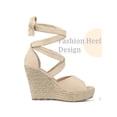 thumbnail image 4 of BLISSFUL STEP Sandales Compensées Espadrilles à Lacets pour Femmes Beige 6, 4 of 6