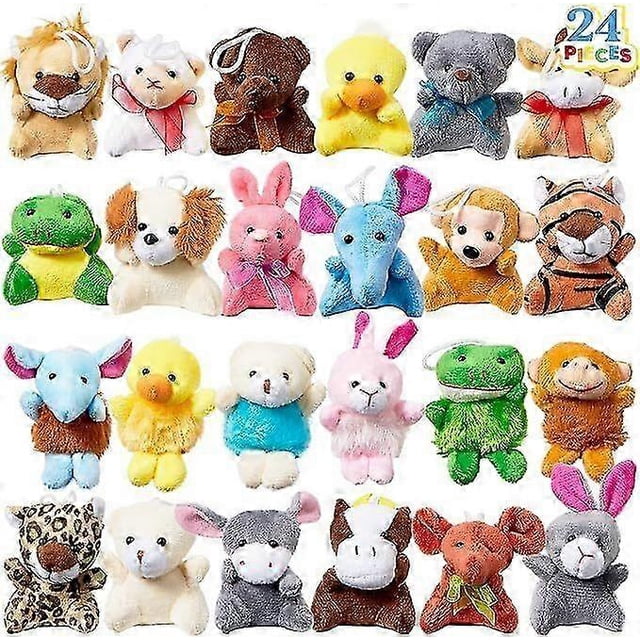 24 Pack Mini Animal Plush Toy Assortment , Animals Keychain Decoration for Kids 26-27s