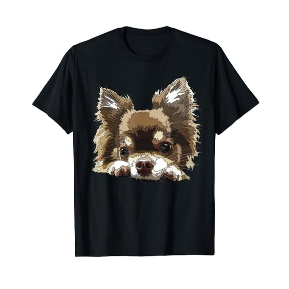 Chihuahua Long Haired Chihuahua Long Hair Chiwawa Dog Lover Cotton T-Shirt Black