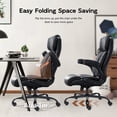 thumbnail image 4 of Ninecer 500lbs Big and Tall Office Chair with Inflatable Lumbar Support, Ergonomic Executive Desk Chair with Extra Wide Seat, Adjustable Height Computer Chair, Heavy Duty Leather Office Chair, Black, 4 of 6