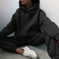 thumbnail image 5 of Dazajoo Hoodie Sweatsuit for Women Oversized Hooded Sweatshirt and Jogger Sweatpants Matching Track Suit 2025 Womens Solid Lounge Set 2 Piece Outfits,Black,L, 5 of 9