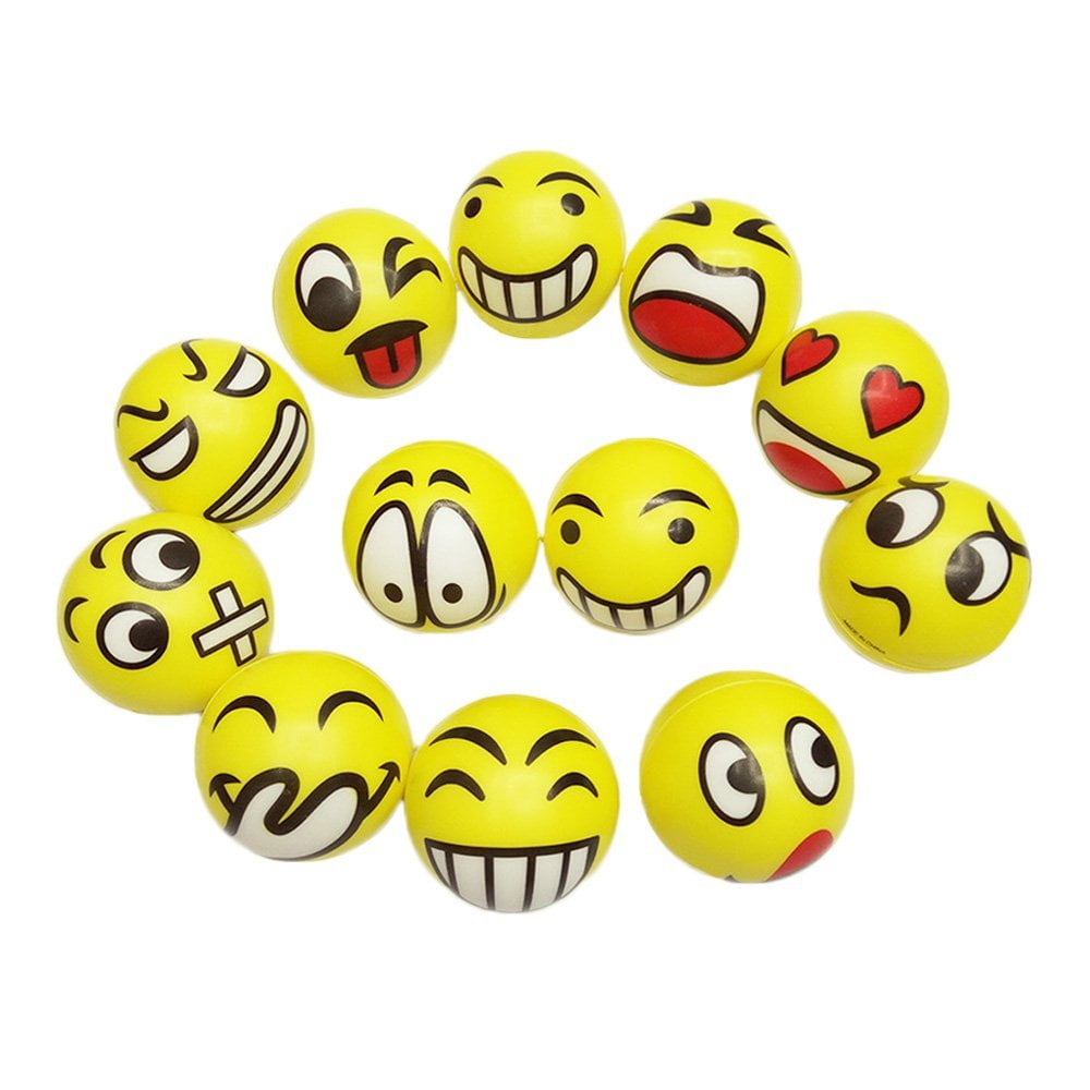 Face Yellow Foam Soft Stress Novelty Fun Kids Toy Balls 10cm JL 