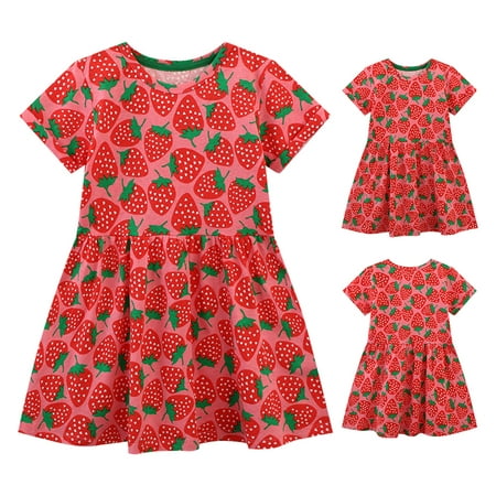 

PEASKJP Sun Dresses Girls Summer Casual Toddler Girls Sleeveless A-Line Tulle Round Neckline Floral Floral Dress Knee-Length Floral Loose Maxi Dresses Watermelon Red 6 Years