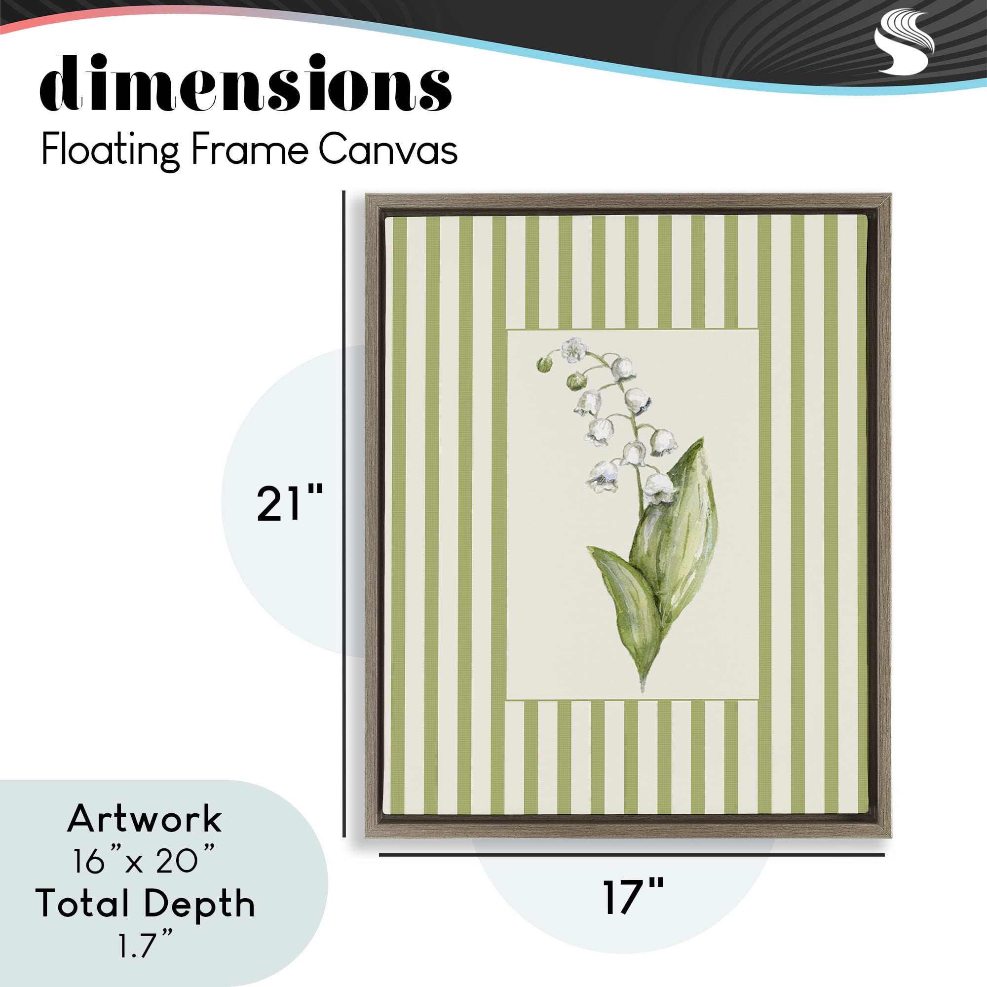 Striped Lily Of The Valley Brown Framed Floater Canvas Wall Art, design by Lisa Wehmeyer