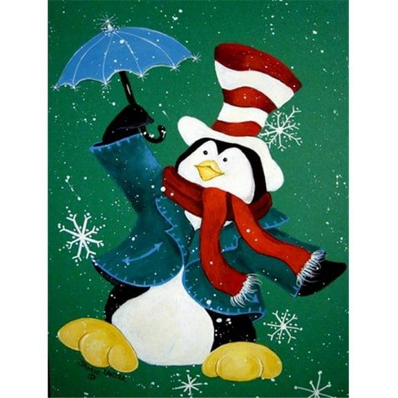 Just Dropping In To Say Hello Christmas Penguin Flag Canvas House Size
