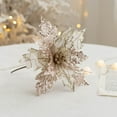 thumbnail image 3 of 1 Pcs Large Poinsettias Christmas Tree Flower Glitter Silk Flower Picks Ornaments for Wreath Garland Wedding Decoration (Rose Gold), 3 of 7