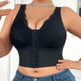 thumbnail image 2 of Women's V Neck Front Closure Corset, Lace Longline Bra, Plus Size Bras, Shapewear For Women, Top Bras With Support And Push Up, Shapewear Tank Tops Black XXL, 2 of 7