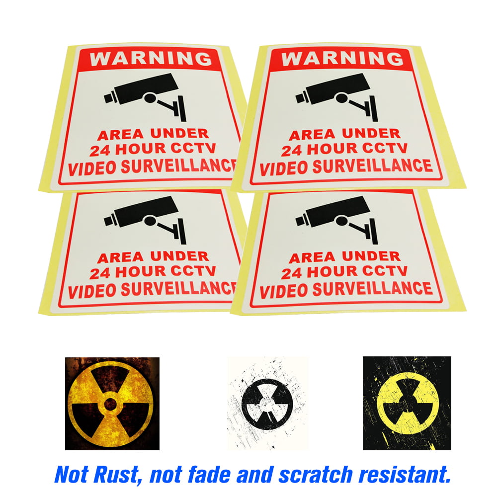 Details about   4PCS 24 Hours Security Surveillance Warning Sign Monitor Alert Wall Stickers 