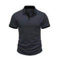 thumbnail image 4 of Timoontee Men's Short Sleeve Basic T Shirt Breathable Fabric Moisture Wicking Lapel Collar V For Daily Wear SKU7006 Gray M, 4 of 6