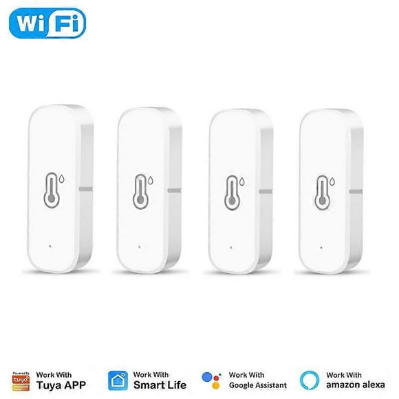 Tuya WiFi Temperature Humidity Sensor Smart Life APP Monitor Smart Home Work With Alexa Google Home No Hub Required--Wifi 4Pcs