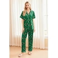 thumbnail image 5 of Ekouaer Silk Pajamas for Women Set Satin Pjs Soft Short Sleeve Button Down Sleepwear 3 Piece Loungewear, 5 of 6