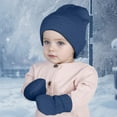 thumbnail image 2 of Zanarzt Toddler Beanie Kids Winter Hats Infant Toddler Girls Boys Winter Hats Boys Soft Baby Caps Kids Knit Winter Hats with Glvoes Navy,3-24 Months, 2 of 6