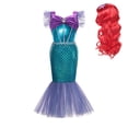 thumbnail image 3 of Disney-vestido de la Sirenita Ariel para niña, conjunto de disfraz de sirena, ropa de fiesta de cumpleaños y Carnaval, 3 of 5