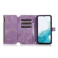 thumbnail image 3 of Allytech Zipper Wallet Case for Samsung Galaxy S23 FE with Wrist Strap & Shoulder Strap, Premium PU Leather Card Slots Kickstand Magnetic Clasp Shockproof Protective Cover Case - Purple, 3 of 7