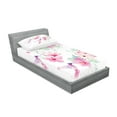 thumbnail image 2 of Ambesonne Hummingbirds Fitted Sheet & Pillow Sham Set, Flowers Wild Nature, Twinxl, Pale Green and Pale Pink, 2 of 2