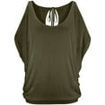thumbnail image 3 of QualitChoice Hauts à Épaules Dénudées Col Rond Manches Courtes Chemise Ample Blouse d'Été Verte P, 3 of 6