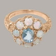 thumbnail image 5 of LBG British Made 14k Rose Gold ring with Natural Aquamarine & Opal Womens Statement Ring - 33 size options - Size 11.25, 5 of 8