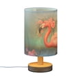 thumbnail image 2 of Flamingo Flowers Bedside Table Lamp LED Warm Lights with USB Charging Port Retro Cylinder Desk Lamps, 2 of 7