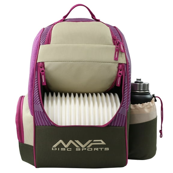 MVP Disc Sports Shuttle Disc Golf Backpack Bag (Khaki/Purple)