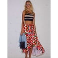 thumbnail image 5 of Women'S Boho Wrap Front Self Tie Knot Ruffle Hem Split Midi Skirt Mixed Color XXL, 5 of 6