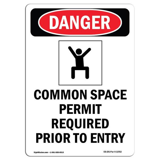 SignMission OS-DS-A-1218-V-1092 12 x 18 Po Signe de Danger OSHA - Permis d'Espace Confiné