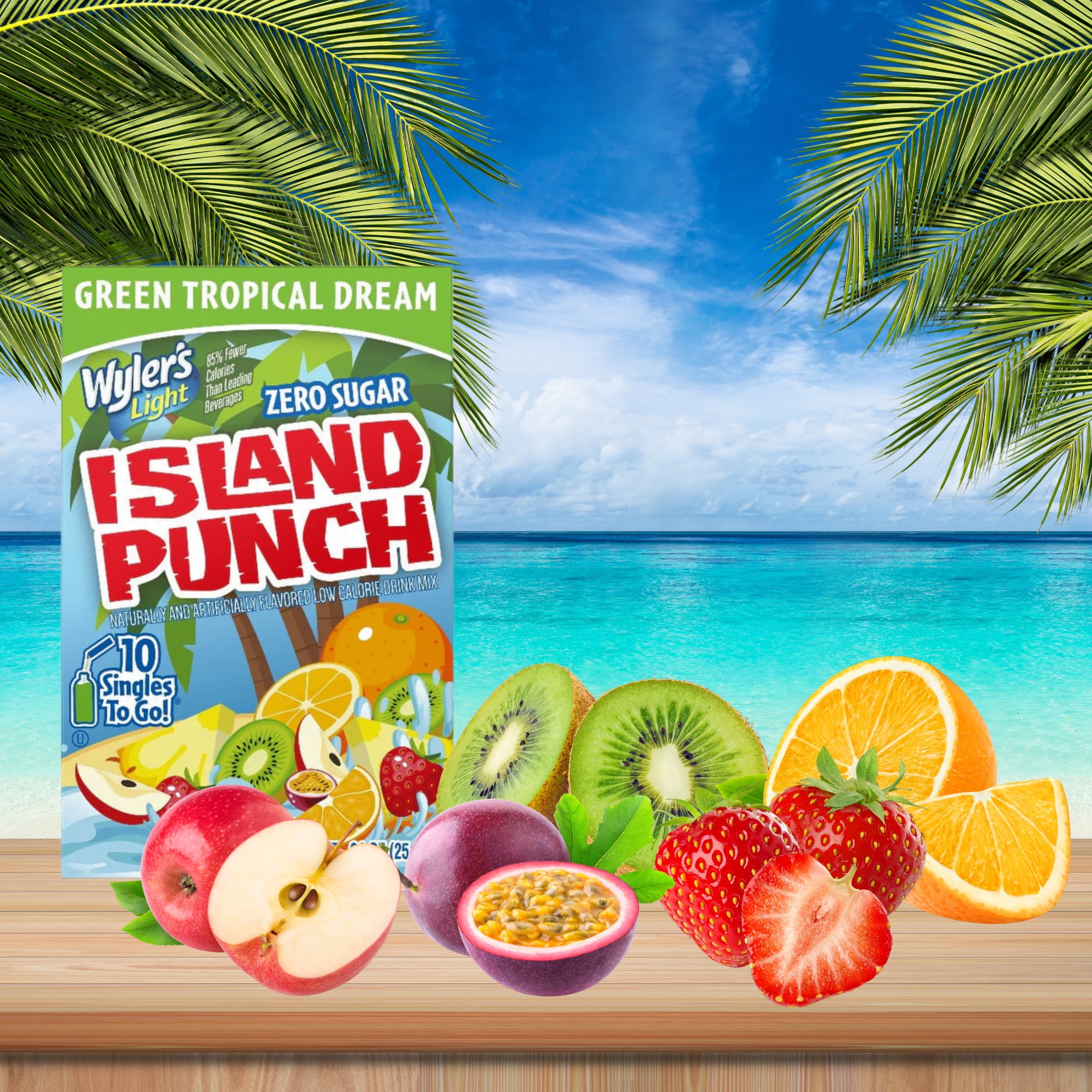 Wyler's Island Punch Green Tropical Dream Zero Sugar Powdered