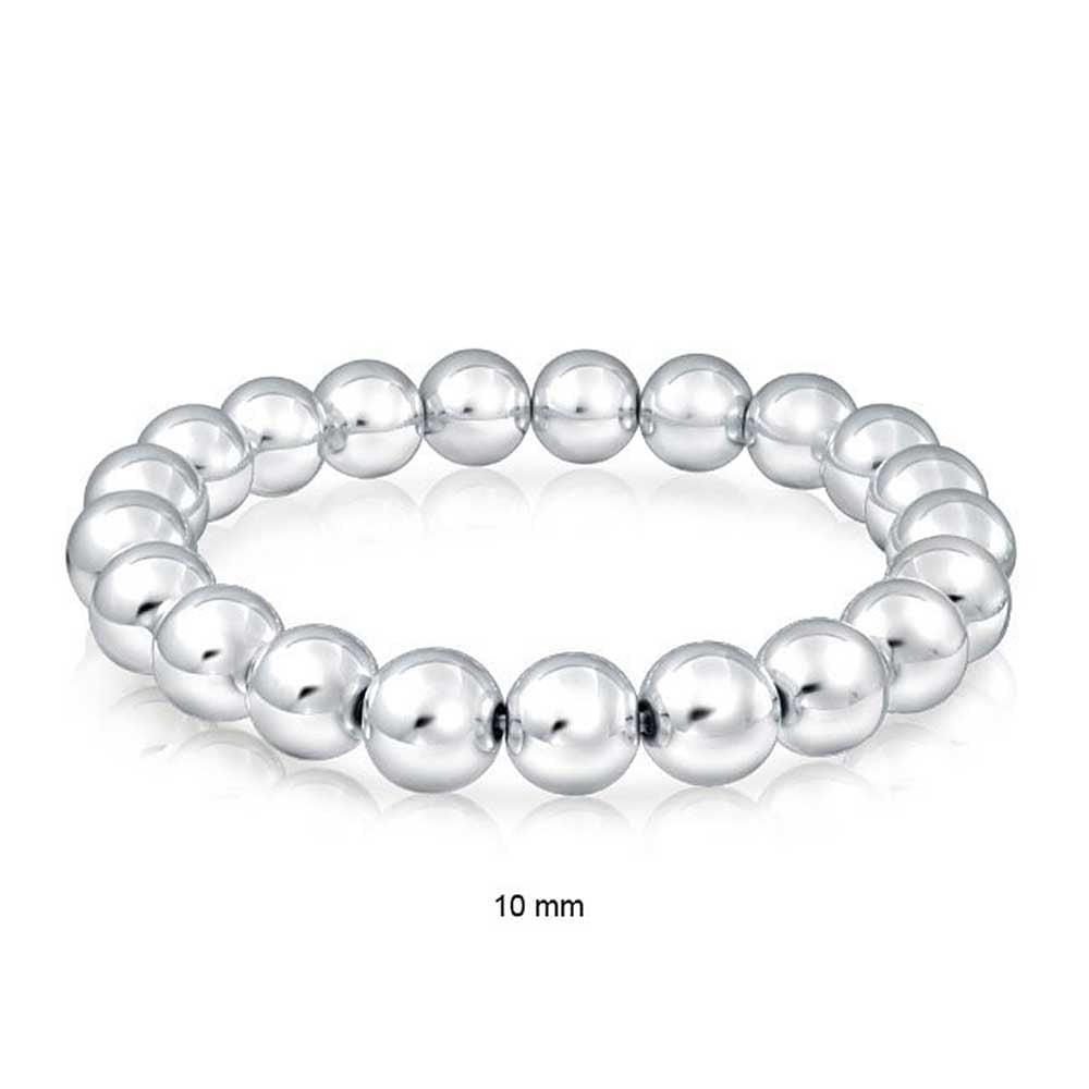 Bling Jewelry Simple Basic Round Stackable 925 Sterling Silver Bead