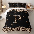 thumbnail image 2 of Meiyoeat Stylish Leopard Letter P Quilt King for Female Adults,Modern Polka Dot King Coverlet Set,Black Beige Brown, 2 of 7