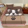 thumbnail image 3 of Xoenoiee Boston Terrier Dog Paw Print Fitted Sheet and Pillowcase Set, 3-Piece Deep Pocket, Stretchy Sheet Set with Elastic Band, Non-Slip Snug Fit, Lightweight Breathable Bed Sheets, Full Size, 3 of 7