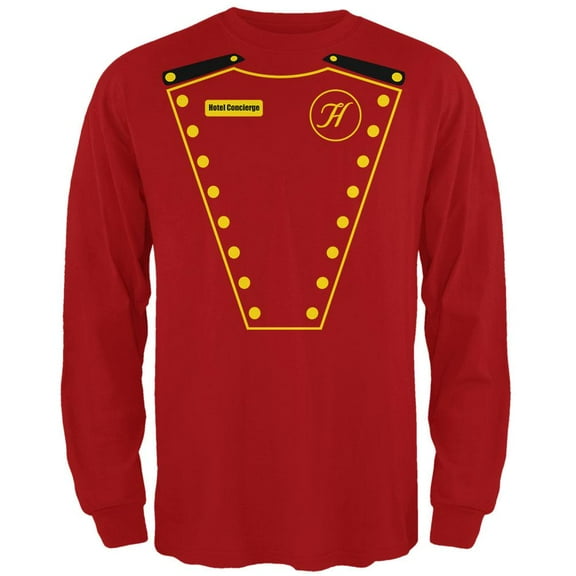 Halloween Hotel Concierge Costume Mens Long Sleeve T Shirt Red 2XL