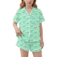 thumbnail image 2 of WAVSUF Outfits for Kids Girls Print Turn-down Collar Top and Elastic Shorts Summer Casual Home Clothes Mint Green Size 13-14, 2 of 8