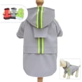 thumbnail image 5 of Fashionable hooded pet raincoat (grey - XXL), lightweight dog raincoat with zipper poncho with reflective strips, suitable for small, medium and large dogs, 5 of 5