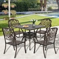 thumbnail image 3 of Haverchair 5 Piece Adult Vintage Cast Aluminum High Quality Dining Furniture Sets Bronze, 3 of 8
