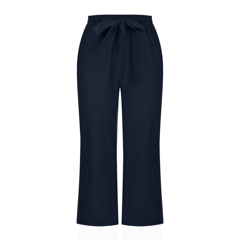 COMFORT LINEN PANTS 2025 - NAVY. サイズM Up to 50% off Cropped Linen Pants for Women Summer 2025
