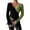 Green, variant on Women's Color-Block V-Neck Knit Top, Long Sleeve Ribbed Sweater, Elegant Asymmetrical Contrast Wrap Shirt, Slim Fit Modern Pullover